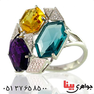 سرویس چند جواهر آمتیست، توپاز و سیترین زنانه درشت رادیوم لوکس مدل الیکا _کد:1409