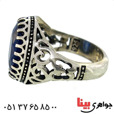 انگشتر یاقوت کبود مردانه درشت اسلیمی _کد:9886