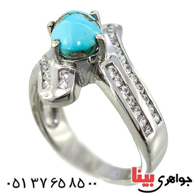 انگشتر فیروزه نیشابوری زنانه رادیوم لوکس مدل کیانا _کد:9889