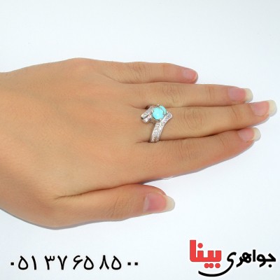 انگشتر فیروزه نیشابوری زنانه رادیوم لوکس مدل کیانا _کد:9889
