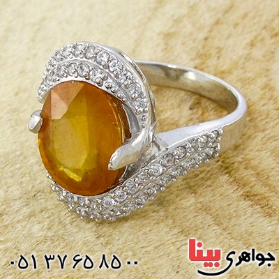 انگشتر یاقوت زرد درشت زنانه رادیوم لوکس مدل شقایق _کد:9891