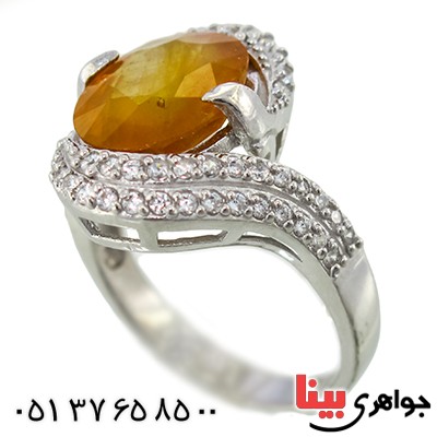 انگشتر یاقوت زرد درشت زنانه رادیوم لوکس مدل شقایق _کد:9891