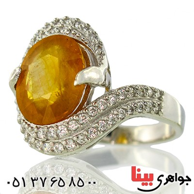انگشتر یاقوت زرد درشت زنانه رادیوم لوکس مدل شقایق _کد:9891