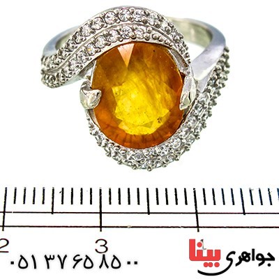 انگشتر یاقوت زرد درشت زنانه رادیوم لوکس مدل شقایق _کد:9891