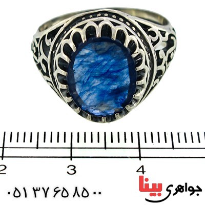 انگشتر یاقوت کبود درشت مردانه یا علی مدد _کد:9893
