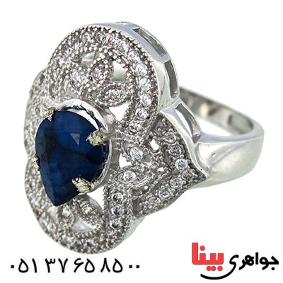 انگشتر یاقوت کبود زنانه  درشت سلطنتی _کد:9897