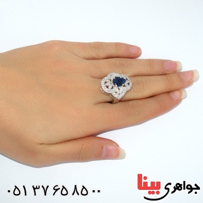 انگشتر یاقوت کبود زنانه  درشت سلطنتی _کد:9897