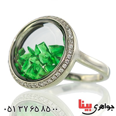 انگشتر زنانه دانه های زمردی متحرک مدل آنیسا _کد:9900