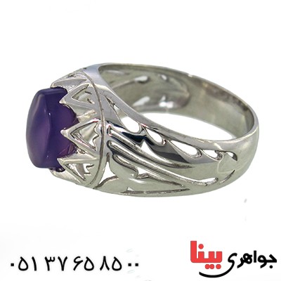 انگشتر عقیق یمنی کبود شفاف رادیوم لوکس _کد:9901