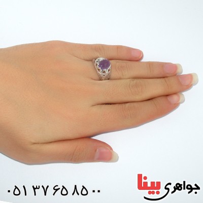 انگشتر عقیق یمنی کبود شفاف رادیوم لوکس _کد:9901
