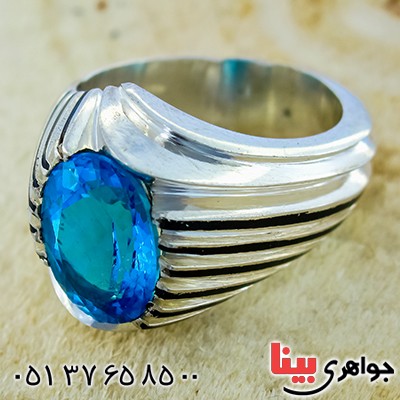 انگشتر توپاز درشت مردانه سنتی شیاردار فاخر و اصیل _کد:1415