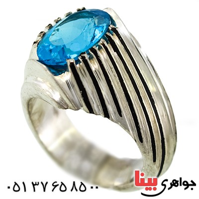 انگشتر توپاز درشت مردانه سنتی شیاردار فاخر و اصیل _کد:1415