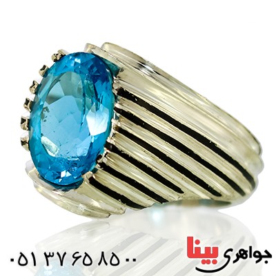 انگشتر توپاز درشت مردانه سنتی شیاردار فاخر و اصیل _کد:1415