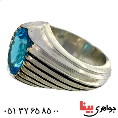 انگشتر توپاز درشت مردانه سنتی شیاردار فاخر و اصیل _کد:1415