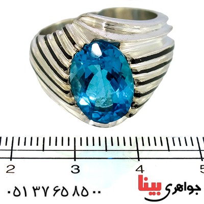 انگشتر توپاز درشت مردانه سنتی شیاردار فاخر و اصیل _کد:1415