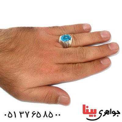 انگشتر توپاز درشت مردانه سنتی شیاردار فاخر و اصیل _کد:1415