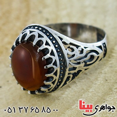 انگشتر عقیق یمنی خوشرنگ مردانه علی ولی الله _کد:9913