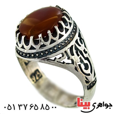 انگشتر عقیق یمنی خوشرنگ مردانه علی ولی الله _کد:9913