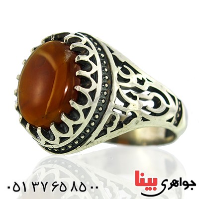 انگشتر عقیق یمنی خوشرنگ مردانه علی ولی الله _کد:9913