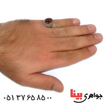 انگشتر عقیق یمنی خوشرنگ مردانه علی ولی الله _کد:9913