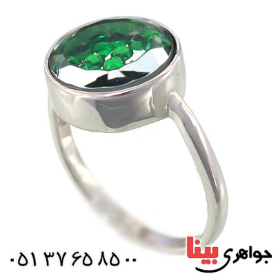 انگشتر زنانه دانه های زمردی متحرک مدل اسپرت _کد:9916