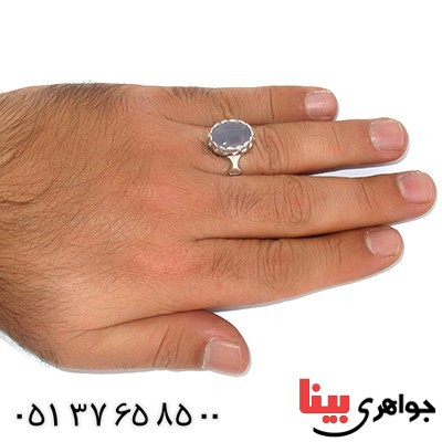انگشتر عقیق یمنی کبود درشت مردانه لوکس _کد:9918