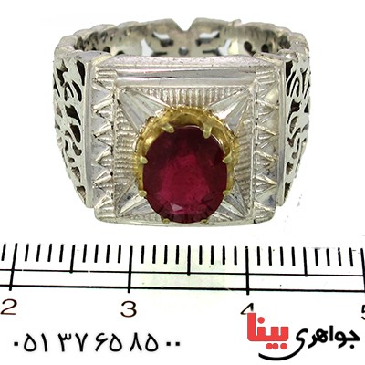 انگشتر یاقوت سرخ مرغوب مردانه درشت آینه کاری باشکوه _کد:1418
