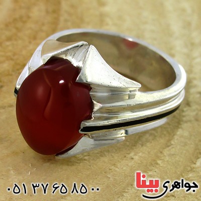 انگشتر عقیق یمنی مرغوب مردانه کلاسیک فاخر _کد:1419