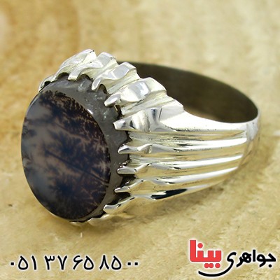 انگشتر عقیق شجری تک مردانه دور چنگی _کد:9924