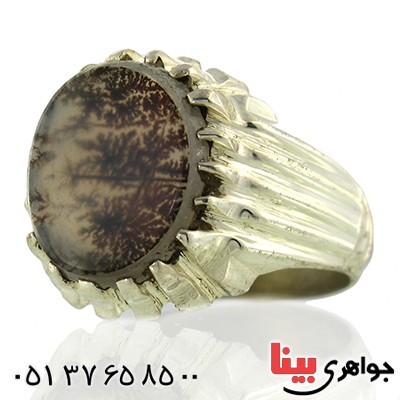 انگشتر عقیق شجری تک مردانه دور چنگی _کد:9924