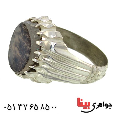 انگشتر عقیق شجری تک مردانه دور چنگی _کد:9924