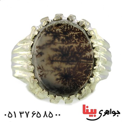 انگشتر عقیق شجری تک مردانه دور چنگی _کد:9924