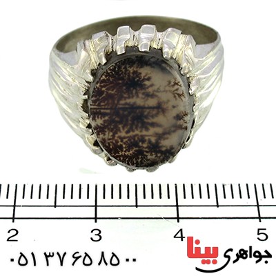 انگشتر عقیق شجری تک مردانه دور چنگی _کد:9924
