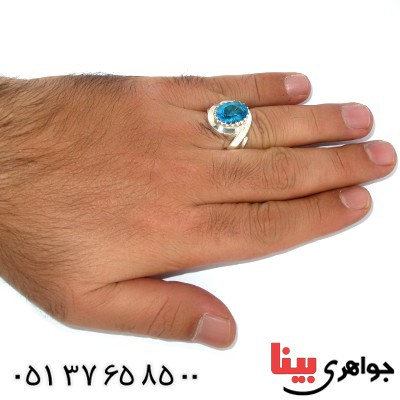 انگشتر توپاز شفاف درجه یک مردانه درشت فاخر و نفیس _کد:1421