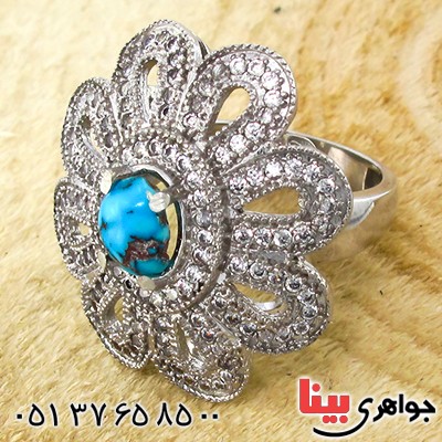 انگشتر فیروزه نیشابوری زنانه درشت مدل شهلا _کد:9928