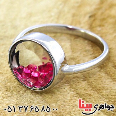 انگشتر زنانه دانه های یاقوتی متحرک مدل اسپرت _کد:9930