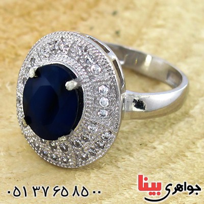 انگشتر یاقوت کبود زنانه مدل ویدا _کد:9933