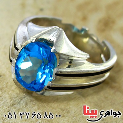 انگشتر توپاز مردانه شیاردار کلاسیک _کد:1422