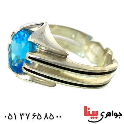 انگشتر توپاز مردانه شیاردار کلاسیک _کد:1422