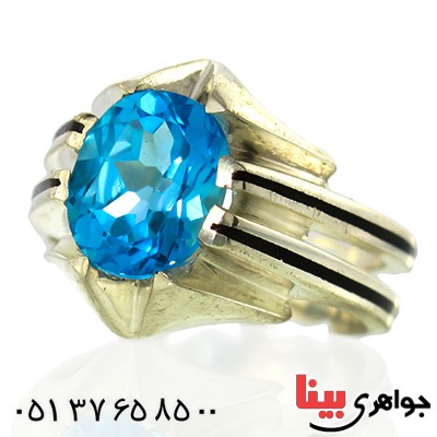 انگشتر توپاز مردانه شیاردار کلاسیک _کد:1422