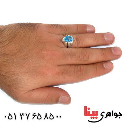 انگشتر توپاز مردانه شیاردار کلاسیک _کد:1422