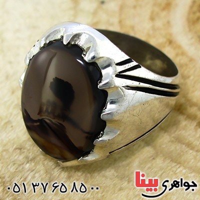انگشتر عقیق شجری مردانه درشت منحصر به فرد _کد:9937