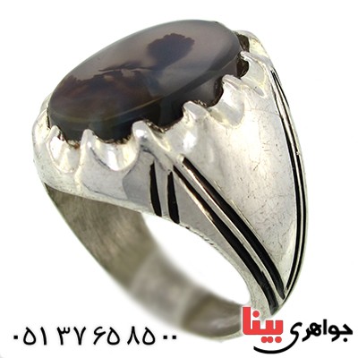 انگشتر عقیق شجری مردانه درشت منحصر به فرد _کد:9937