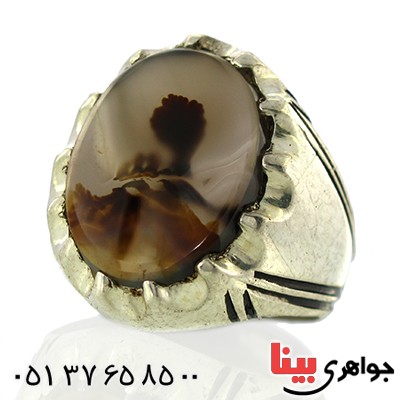 انگشتر عقیق شجری مردانه درشت منحصر به فرد _کد:9937