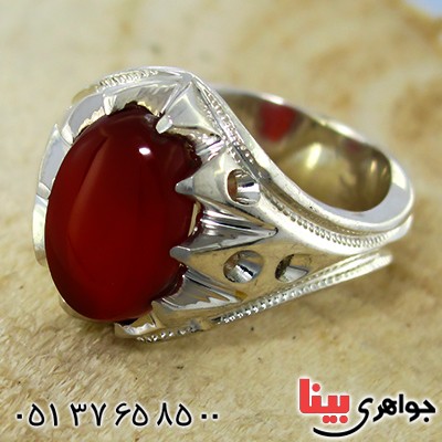 انگشتر عقیق یمنی مردانه درشت سنتی دور چنگی _کد:1425