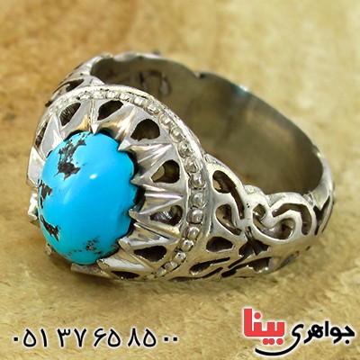 انگشتر فیروزه نیشابوری مردانه سنتی فاخر _کد:1426