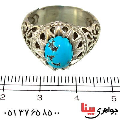 انگشتر فیروزه نیشابوری مردانه سنتی فاخر _کد:1426