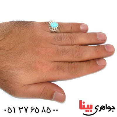 انگشتر فیروزه نیشابوری مردانه سنتی فاخر _کد:1426