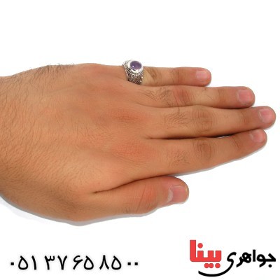 انگشتر عقیق یمنی کبود رادیوم لوکس مدل افشان _کد:9941