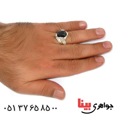 انگشتر یاقوت کبود درشت مردانه شکیل _کد:1427